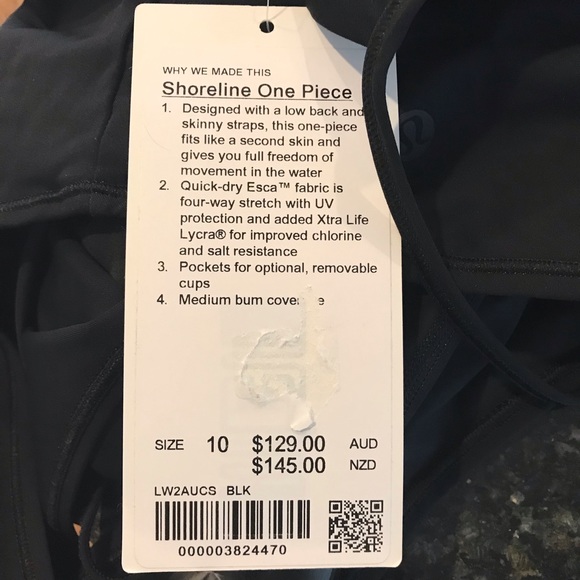 New LULULEMON Shoreline One Pc Swimsuit Black 10 - Picture 3 of 3